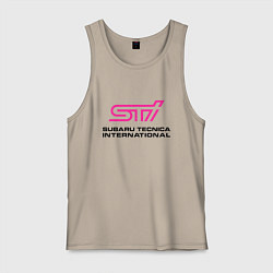 Майка мужская хлопок SUBARU STI Z, цвет: миндальный