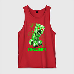 Майка мужская хлопок MINECRAFT CREEPER, цвет: красный