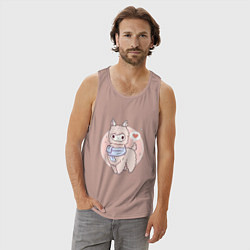 Майка мужская хлопок Милая лама, цвет: пыльно-розовый — фото 2