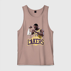 Майка мужская хлопок LeBron - Lakers, цвет: пыльно-розовый