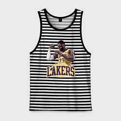 Майка мужская хлопок LeBron - Lakers, цвет: черная тельняшка