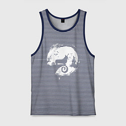 Майка мужская хлопок Полнолуние Корги, цвет: синяя тельняшка