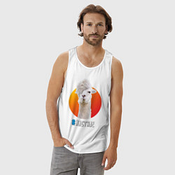 Майка мужская хлопок Лама, цвет: белый — фото 2