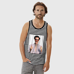 Майка мужская хлопок Борат Z, цвет: черная тельняшка — фото 2