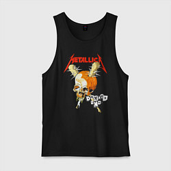 Майка мужская хлопок Metallica - оранжевый череп, цвет: черный