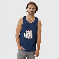 Майка мужская хлопок Merry Cat, цвет: тёмно-синий — фото 2