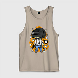 Майка мужская хлопок PUBG, цвет: миндальный