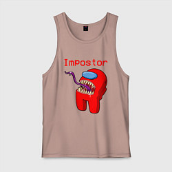 Майка мужская хлопок AMONG US - IMPOSTOR, цвет: пыльно-розовый