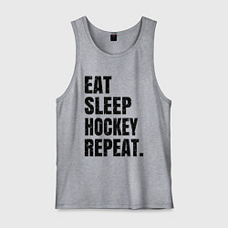 Майка мужская хлопок EAT SLEEP HOCKEY REPEAT, цвет: меланж