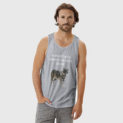 Майка мужская хлопок ЦИТАТА ВОЛКА, цвет: меланж — фото 2