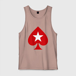 Майка мужская хлопок Покер Пики Poker Stars, цвет: пыльно-розовый