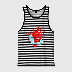 Майка мужская хлопок Cyberpunk neon samurai, цвет: черная тельняшка