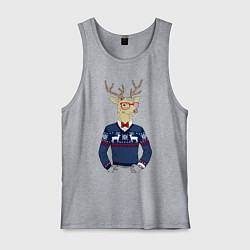 Майка мужская хлопок Hipster Deer, цвет: меланж