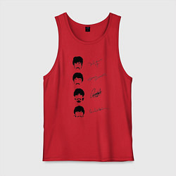 Майка мужская хлопок The Beatles автографы, цвет: красный