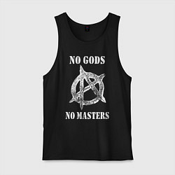 Майка мужская хлопок NO GODS NO MASTERS, цвет: черный