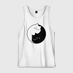 Майка мужская хлопок Yin and Yang cats, цвет: белый