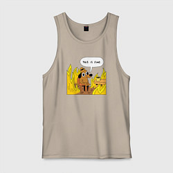 Майка мужская хлопок This is Fine, цвет: миндальный