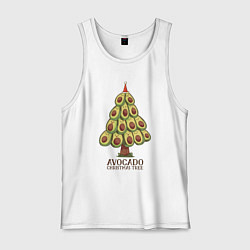 Майка мужская хлопок Avocado Christmas Tree, цвет: белый