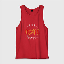 Майка мужская хлопок AC DC HIGH VOLTAGE, цвет: красный