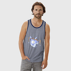 Майка мужская хлопок Дух Скарамучча, цвет: синяя тельняшка — фото 2