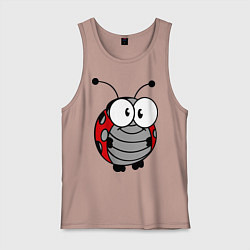 Майка мужская хлопок Удивленная божья коровка, цвет: пыльно-розовый