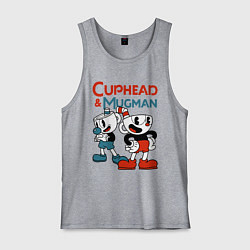 Майка мужская хлопок Cuphead & Mugman, цвет: меланж