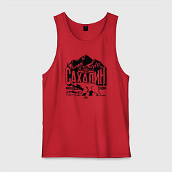 Майка мужская хлопок Остров Сахалин, цвет: красный
