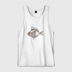Майка мужская хлопок Стимпанк Рыба Steampunk Fish Z, цвет: белый