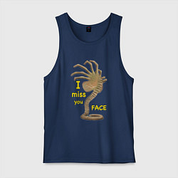 Майка мужская хлопок I miss you face, цвет: тёмно-синий