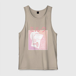 Майка мужская хлопок Vaporwave Strawberry Milk, цвет: миндальный