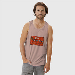 Майка мужская хлопок Кассета AC DC, цвет: пыльно-розовый — фото 2