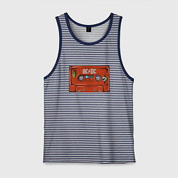 Майка мужская хлопок Кассета AC DC, цвет: синяя тельняшка