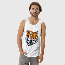 Майка мужская хлопок Тигр, цвет: белый — фото 2