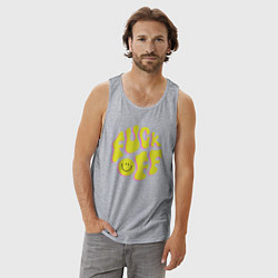 Майка мужская хлопок FUCK OFF SMILE, цвет: меланж — фото 2