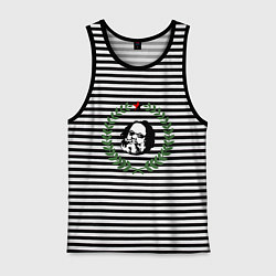 Майка мужская хлопок Михаил Бакунин, цвет: черная тельняшка