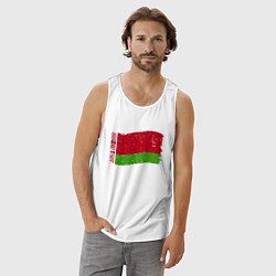 Майка мужская хлопок Флаг - Беларусь, цвет: белый — фото 2