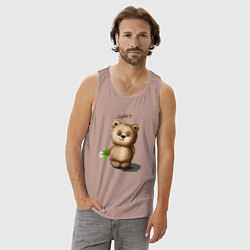 Майка мужская хлопок Медведь, цвет: пыльно-розовый — фото 2