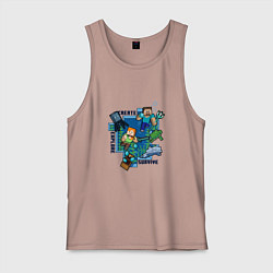 Майка мужская хлопок Майнкрафт Под водой, цвет: пыльно-розовый