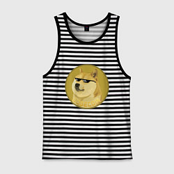 Майка мужская хлопок Dogecoin, цвет: черная тельняшка