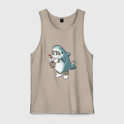 Майка мужская хлопок Котоакула, цвет: миндальный