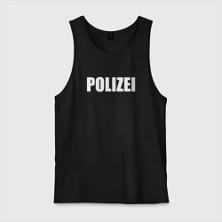 Майка мужская хлопок POLIZEI Полиция Надпись Белая, цвет: черный