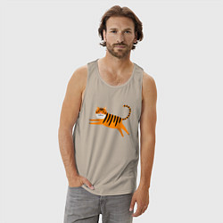 Майка мужская хлопок Jumping Tiger, цвет: миндальный — фото 2