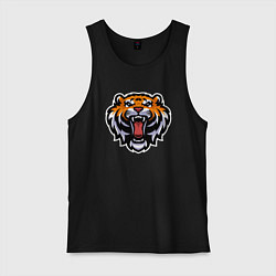 Майка мужская хлопок Tiger Head, цвет: черный