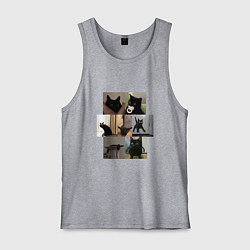 Майка мужская хлопок Сборник мемов с котами, цвет: меланж