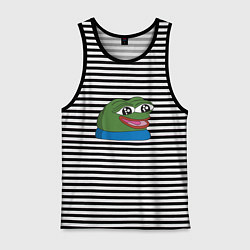 Майка мужская хлопок Pepe happy Пепе хеппи, цвет: черная тельняшка
