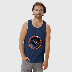 Майка мужская хлопок Космическая станция, цвет: тёмно-синий — фото 2