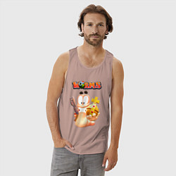 Майка мужская хлопок Worms-3D, цвет: пыльно-розовый — фото 2