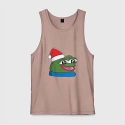 Майка мужская хлопок Pepe, pepe happy, Пепе хеппи, pepe happy new year, цвет: пыльно-розовый