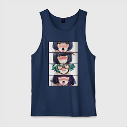 Майка мужская хлопок Genshin Impact Ahegao face, цвет: тёмно-синий