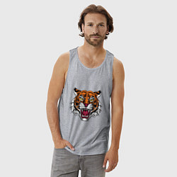 Майка мужская хлопок Style - Tiger, цвет: меланж — фото 2